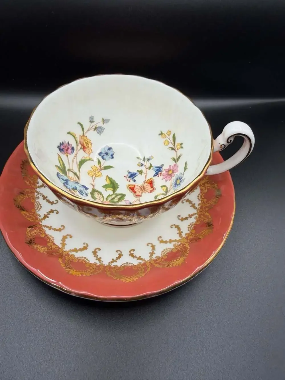 Aynsley Cottage Garden Fine English Bone China Teacup and Saucer